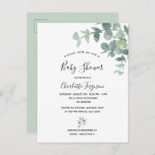 Eucalyptus groen baby shower briefkaart (Voorkant / Achterkant)