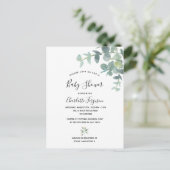 Eucalyptus groen baby shower briefkaart (Staand voorkant)