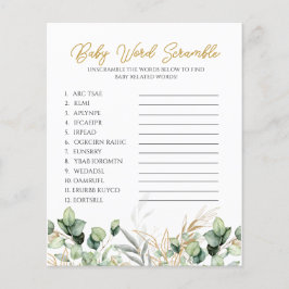 Eucalyptus groen baby shower woord kluwen spel