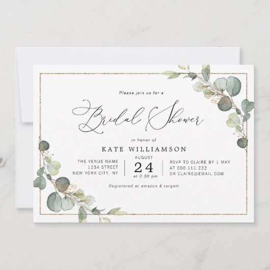 eucalyptus groen belettering vrijgezellenfeest kaart (Voorkant)
