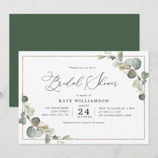 eucalyptus groen belettering vrijgezellenfeest kaart (Voorkant / Achterkant)