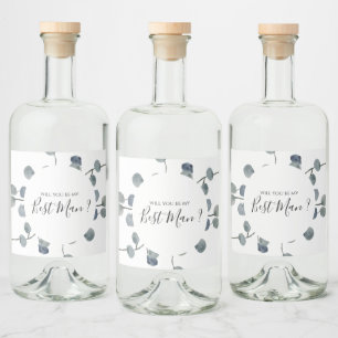 Eucalyptus groen beste man voorstel likeurfles etiket