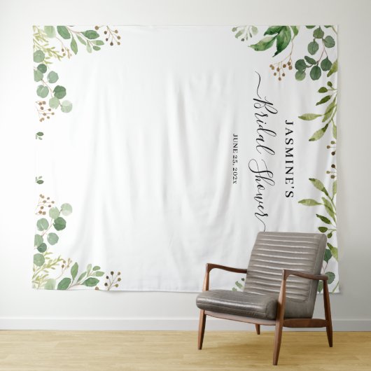 Eucalyptus groen blad bruidsdouche achtergrond wandkleed (In Situ (horizontaal))