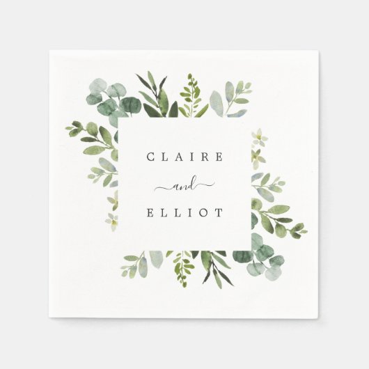 Eucalyptus groen blad bruiloft papier servet (Voorkant)