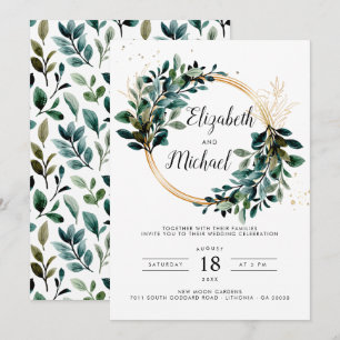 Eucalyptus groen blad Bruiloft Uitnodiging