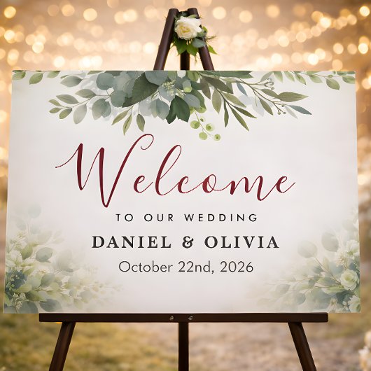 Eucalyptus groen blad Bruiloft Welkom Bord Poster