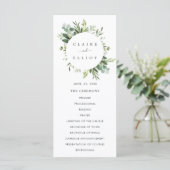 Eucalyptus groen blad bruiloftsceremonie programma programmakaart (Staand voorkant)