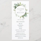 Eucalyptus groen blad bruiloftsceremonie programma programmakaart (Voorkant)