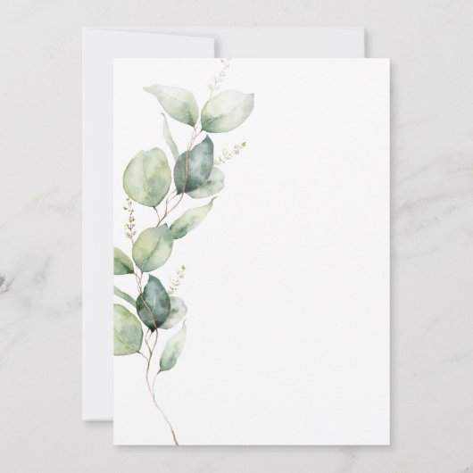 Eucalyptus groen blad bruiloftsreceptie kaart (Achterkant)