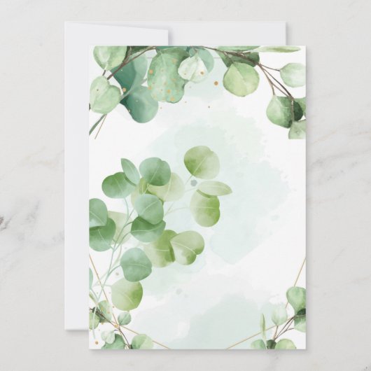 Eucalyptus groen blad foto Doop Uitnodiging (Achterkant)