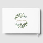 Eucalyptus groen blad | groen gouden bruiloft gastenboek (Achterkant)