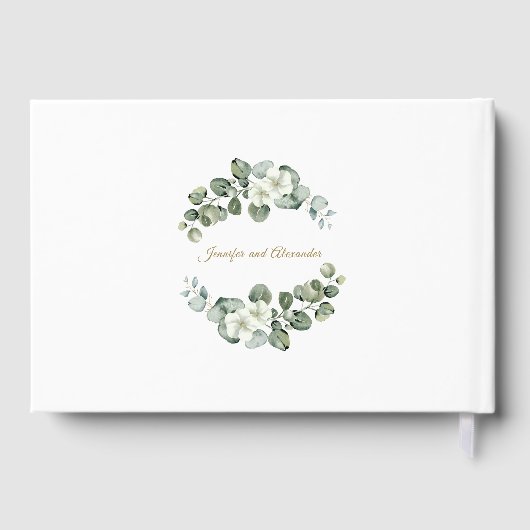 Eucalyptus groen blad | groen gouden bruiloft gastenboek (Achterkant)