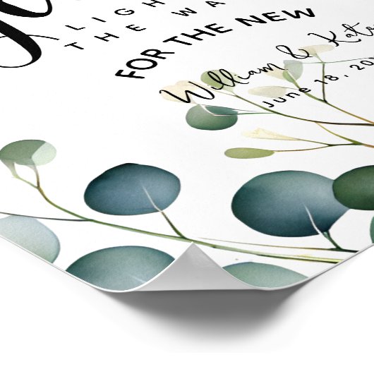 Eucalyptus groen blad laat liefde gloeien bruiloft poster (Hoek)