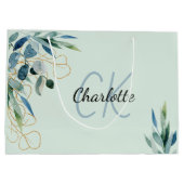 Eucalyptus groen blad monogram initiaal groot cadeauzakje (Achterkant)