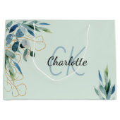 Eucalyptus groen blad monogram initials groot cadeauzakje (Voorkant)