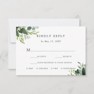 Eucalyptus groen blad RSVP met maaltijdkeuze Kaartje