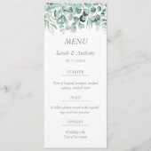 Eucalyptus groen blad rustieke bruiloft voedsel menu (Voorkant)