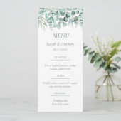 Eucalyptus groen blad rustieke bruiloft voedsel menu (Staand voorkant)