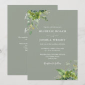 Eucalyptus groen blad sage groene QR-code trouwkaa Kaart (Voorkant / Achterkant)