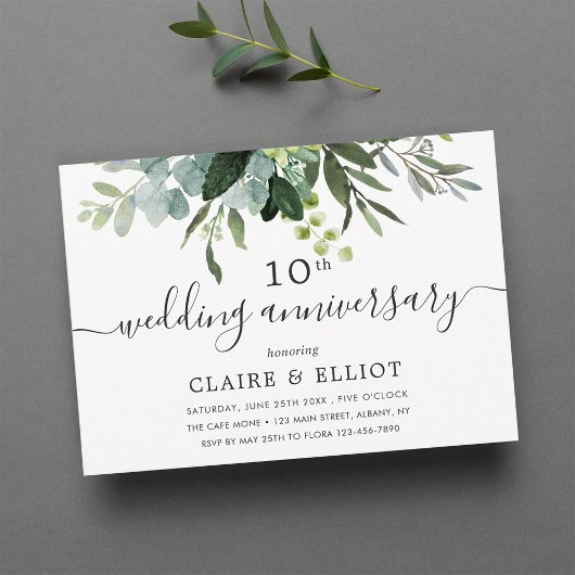 Eucalyptus groen blad trouwjubileum kaart