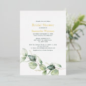 Eucalyptus groen bladeren Vrijgezellenfeest goud Folie Uitnodiging (Staand Voorkant)