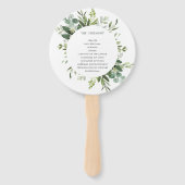 Eucalyptus Groen Bladgroen Trouwprogramma Hand Fan Handwaaier (Achterkant)