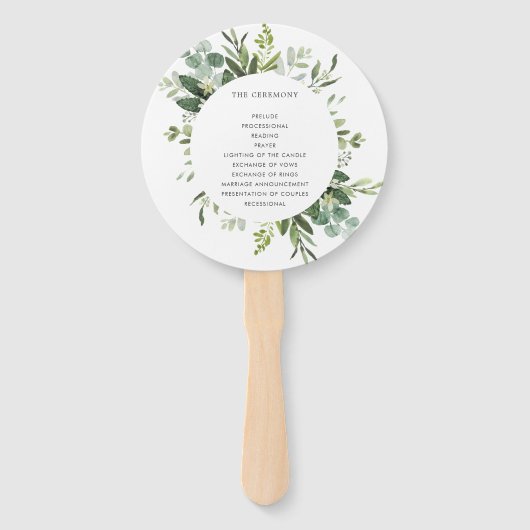 Eucalyptus Groen Bladgroen Trouwprogramma Hand Fan Handwaaier (Achterkant)