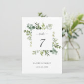 Eucalyptus Groen Bladgroen Trouwtafel Nummer Informatiekaartje (Staand voorkant)