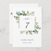 Eucalyptus Groen Bladgroen Trouwtafel Nummer Informatiekaartje (Voorkant / Achterkant)