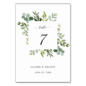 Eucalyptus Groen Bladgroen Trouwtafel Nummer Kaart (Voorkant)