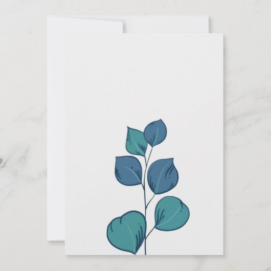 Eucalyptus groen blauw blad elegant rustiek kaart (Achterkant)
