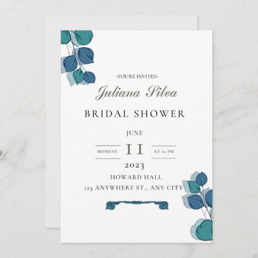 Eucalyptus groen blauw blad elegant rustiek kaart (Voorkant / Achterkant)