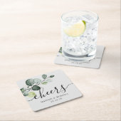 Eucalyptus groen blijf trouwcadeau kartonnen onderzetters (Insitu)