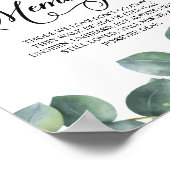 Eucalyptus groen blijvende herinnering Herdenkings Poster (Hoek)