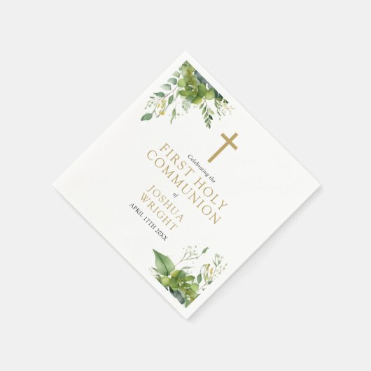 Eucalyptus Groen Bloemen Eerste Heilige Communie Servet (Hoek)
