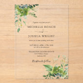 Eucalyptus groen Bloemen Elegante bruiloft Acryl Uitnodigingen (Voorkant)