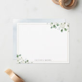 Eucalyptus groen Bloemen gepersonaliseerd briefpap Notitiekaartje (Voorkant / Achterkant in situ)