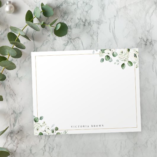 Eucalyptus groen Bloemen gepersonaliseerd briefpap Notitiekaartje