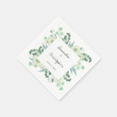 Eucalyptus groen bloemen handschrift bruiloft servet (Hoek)