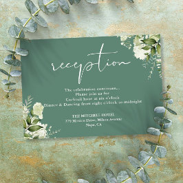 Eucalyptus Groen Bloemen Script Huwelijksreceptie Informatiekaartje