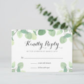 Eucalyptus groen bloemenbruiloft RSVP-Kaart RSVP Kaartje (Staand voorkant)