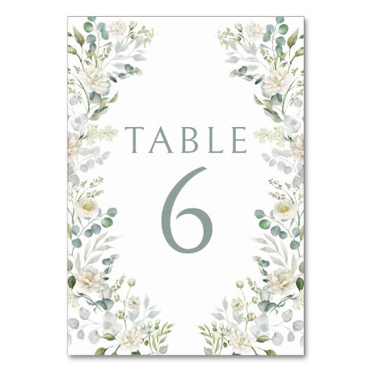 Eucalyptus groen bloemenbruiloft tafelnummers (Voorkant)