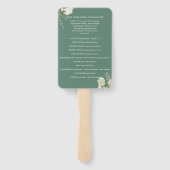 Eucalyptus groen bloemengroen huwelijksprogramma handwaaier (Achterkant)