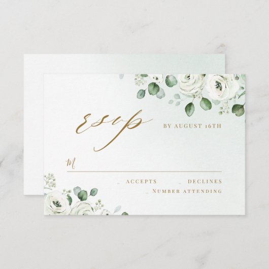 Eucalyptus groen bloemenrustiek bruiloft RSVP (Voorkant / Achterkant)