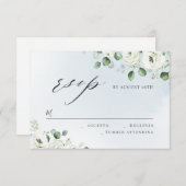 Eucalyptus groen bloemenrustiek bruiloft RSVP (Voorkant / Achterkant)