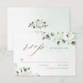 Eucalyptus groen bloemenrustiek bruiloft RSVP Kaartje (Voorkant / Achterkant)