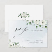 Eucalyptus groen bloemenrustiek bruiloft RSVP Kaartje (Voorkant / Achterkant)