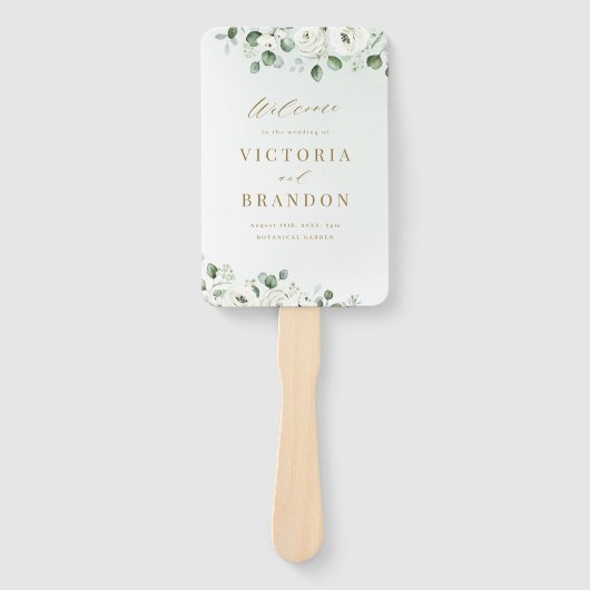 Eucalyptus groen bloemenrustieke bruiloft programm handwaaier (Voorkant)