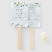 Eucalyptus groen bloemenrustieke bruiloft programm handwaaier (Voorkant en achterkant)