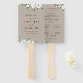 Eucalyptus groen bloemenrustieke bruiloft programm handwaaier (Voorkant en achterkant)